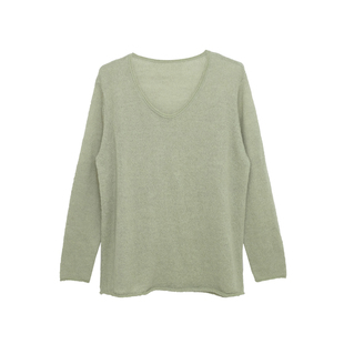 荒荒家 2026春秋新款U领针织上衣软糯温柔慵懒风套头宽松小衫女