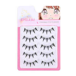 猫眼日式飞扬款假睫毛一片式超细山茶花漫画眼网红细梗整条浓密款