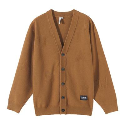 美特斯邦威秋冬季新款毛衣男士基本通勤字母提花开衫毛衫外套男