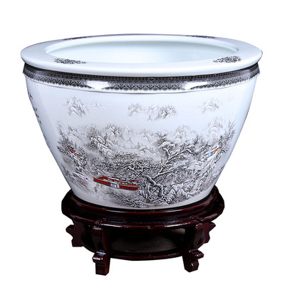 客厅金鱼缸景德镇陶瓷金鱼缸金鱼