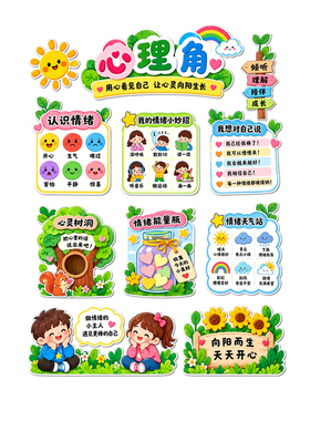 心理角咨询室心灵驿站文化墙贴