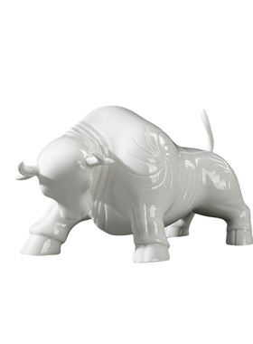 大宋定瓷牛运亨通摆件定白瓷精美