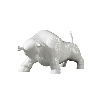 大宋定瓷牛运亨通摆件定白瓷家居装饰客厅书桌桌面摆件纪念品送礼