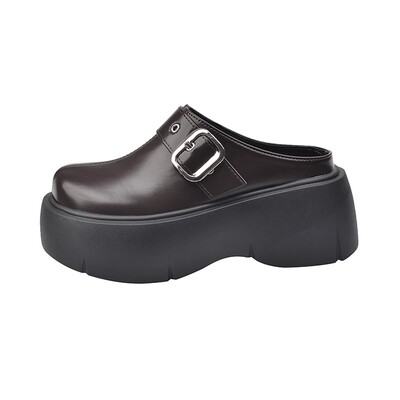 法式绝美包头拖鞋女秋冬季松糕鞋