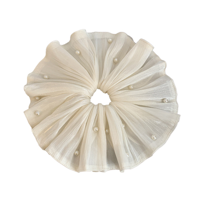 法式珍珠蕾丝褶皱大肠发圈女高级