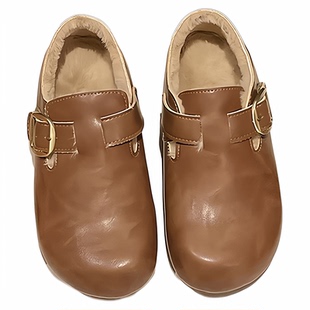 厚底增高4cm加绒勃肯鞋皮面2025秋冬新款时尚皮带扣乐福鞋女鞋