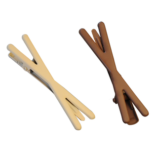 极简叉叉气质鸭夹碎发刘海夹经典奶茶色无痕发夹化妆洗脸边夹发卡