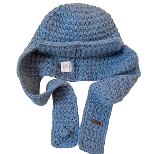 蓝色针织护耳飞行帽女冬季加厚保暖毛线帽显脸小韩系巴拉克拉法帽