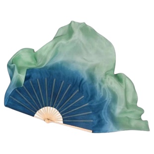 千里江山图舞蹈扇子双面真丝渐变古典舞跳舞专用秧歌扇表演出道具