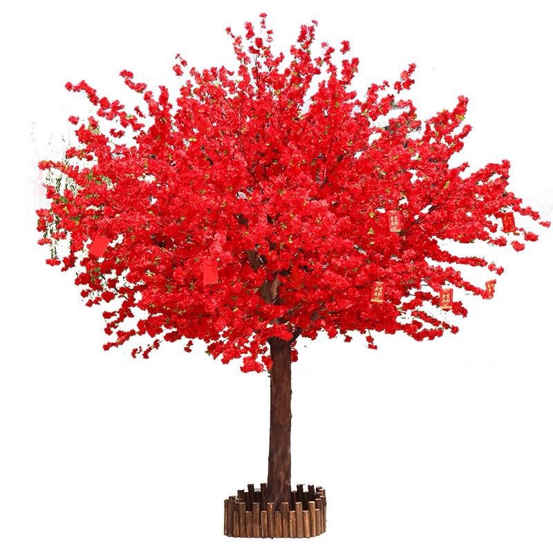 许愿树仿真桃花树红色桃树假树