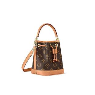自营欧洲直邮LV/路易威登NANO老花牛皮抽绳手提单肩水桶包