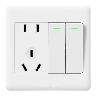 国际电工二开五孔带开关插座86型暗装家用两2开双开双控5五孔面板