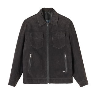 VICUTU/威可多皮衣男秋季新款舒适羊皮绒面革商务休闲百搭皮夹克