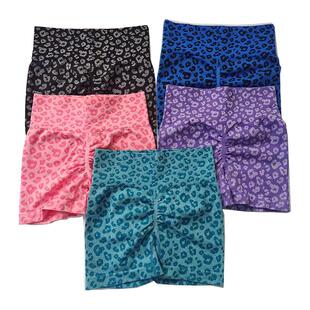 运动短裤女高腰提臀蜜桃臀无缝豹纹速干跑步健身防走光三分瑜伽裤