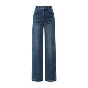 逸阳加绒复古直筒牛仔裤女2025年冬季新款保暖显瘦窄版阔腿裤子