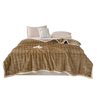 冬季加厚兔毛绒毛毯办公室午睡沙发毯盖毯牛奶珊瑚绒毯子被子冬被