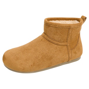 真皮毛一体加绒雪地靴子女冬季平底短靴防滑保暖勃肯毛绒棉鞋34码