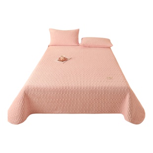 A类纯色牛奶绒夹棉床盖加厚加绒保暖床单绗缝床罩简约百搭秋冬毯