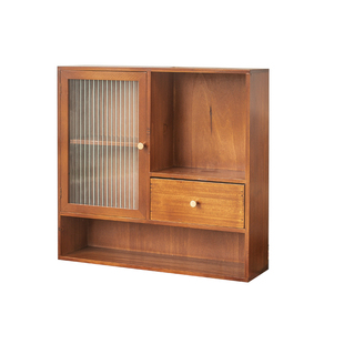 桌上置物架桌面化妆品收纳盒杯子茶具收纳实木桌面柜收纳盒子整理