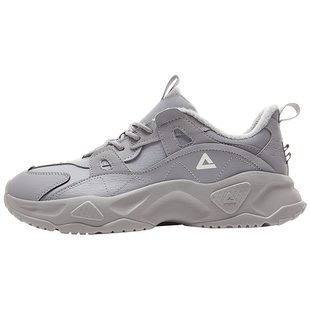 匹克态极女鞋加绒棉鞋冬季2026新款加厚保暖运动鞋复古灰色休闲鞋