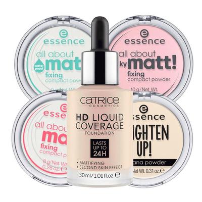 艾森丝essence香蕉粉饼+CATRICE珂萃丝24小时粉底液德国底妆定妆