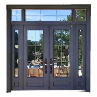 锌合金玻璃别墅大门双开门铜门防盗门家用进户门农村自建房入户门