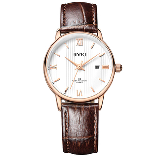 正品艾奇手表女EYKI简约复古大方学院风女士防水皮带石英女士手表