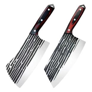 厨房锻打菜刀40Cr13mov斩切两用刀具商用锋利切片斩骨两件套