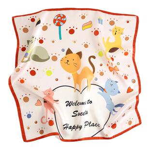 宝宝真丝丝巾小方巾春秋防脏领口巾防风儿童短围巾桑蚕丝护颈领巾