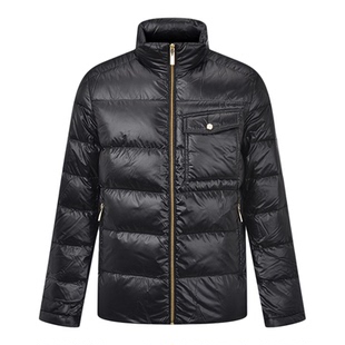 RARE威雅男装 2025冬季新款立领休闲外套男士黑色鹅绒羽绒服