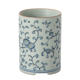 青花汝窑茶道六君子|复古陶瓷收纳筒笔筒 中式功夫茶具配件套组