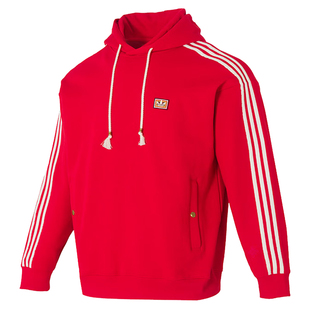 adidas阿迪达斯三叶草春季男子CNY红运动休闲连帽卫衣套衫KT0646