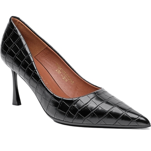 月芽儿黑色高跟鞋女新款女鞋春季通勤配裙子气质尖头单鞋子女