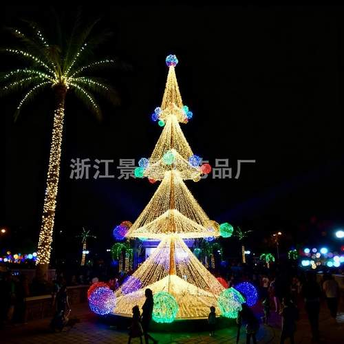 跨境出口大型框架圣诞树发光商场户外圣诞装饰场景氛围布置道具