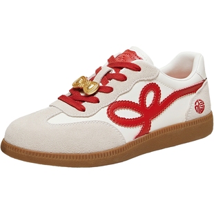 郭宇欣同款TATA他她女鞋黄油小熊新年复古德训鞋平底板鞋GHG04AM6