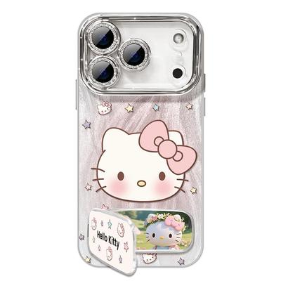 适用苹果17promax手机壳iphone17pro保护套16全包15防摔14外壳7plus羽纱8支架12pro女款15promax带镜子kt猫13