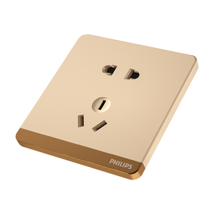 飞利浦香槟金开关插座面板家用墙壁暗装五孔空调电脑网络插座86型