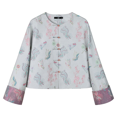 中国丝绸隆鹊蜡染芳华纹宋锦外套