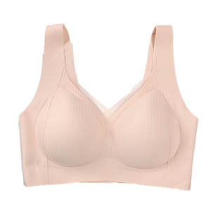 包邮出口单无钢圈无痕无扣薄款粗肩带零压力固定杯运动背心文胸