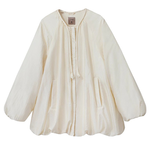 Amii插肩袖可拆卸围脖休闲羽绒服女2025冬季新款A字廓型拉链外套