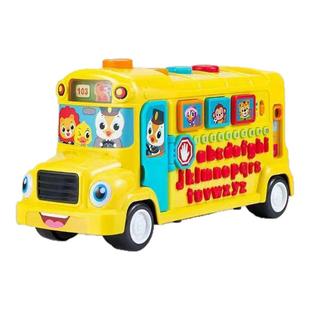 汇乐4合1字母校园巴士玩具滑行车宝宝英语学习早教益智小汽车礼物