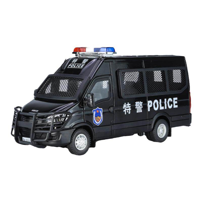 合金依维柯警车汽车模型玩具车男