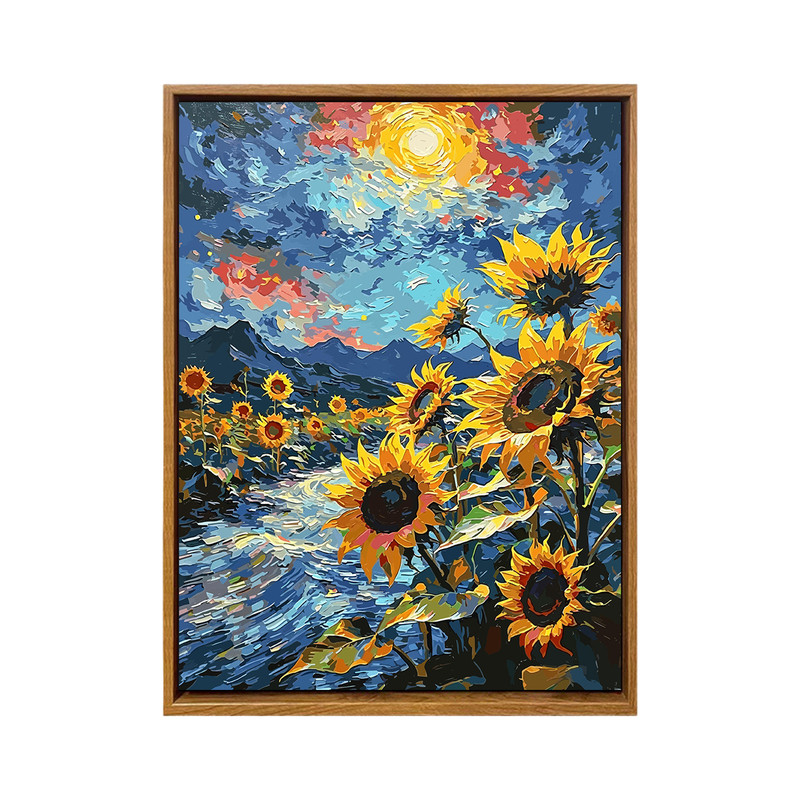 梵高星空风景DIY数字油画向日葵