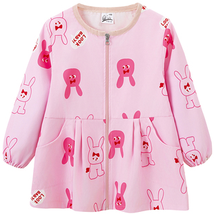 女童秋冬防水罩衣长袖羽绒服外穿护衣宝宝吃饭防脏围裙儿童画画衣