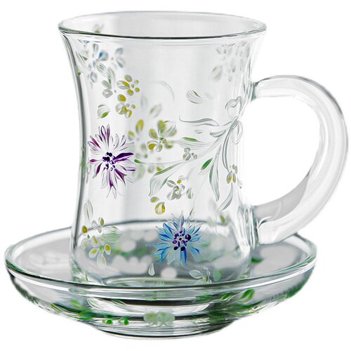七隐 铃兰玻璃杯日式手绘玻璃杯耐热红茶杯咖啡杯原创铃兰花杯子