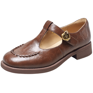 意尔康英伦风乐福鞋女春2026新款厚底T字通勤小皮鞋法式玛丽珍鞋