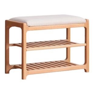 实木换鞋凳北欧家用门口鞋凳进门可坐简约穿鞋架玄关双层换鞋凳子