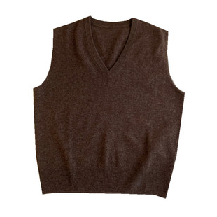 叠穿好单品极简百搭可通勤可休闲纯色V领荃羊毛衫无袖背心女秋冬