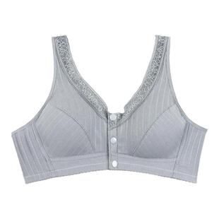 妈妈内衣薄款夏季背心式文胸无钢圈美背中老年妇女前扣式纯棉胸罩