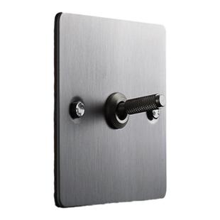 汉王不锈钢拉丝哑光银色复古工业风86型金属明线开关插座面板明装